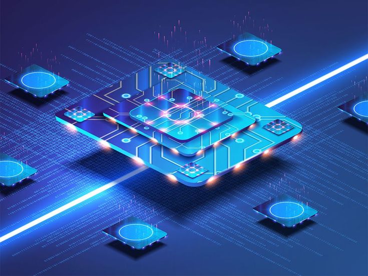 Ilustrasi digital dari sirkuit mikrochip Pixel10
kompleks berwarna biru neon dengan jalur data bercahaya dan beberapa chip kecil di sekitarnya, melambangkan desain chip atau komputasi canggih.